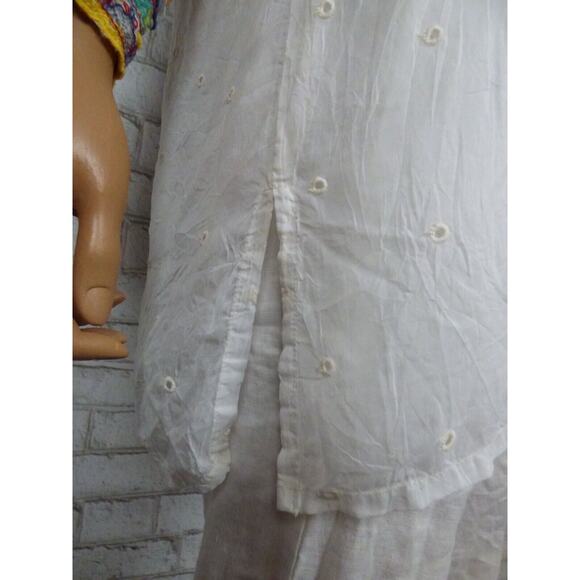 $295 Johnny Was Patchwork Sleeve Eyelet White Embroidered Tunic Small NEW - Picture 7 of 15